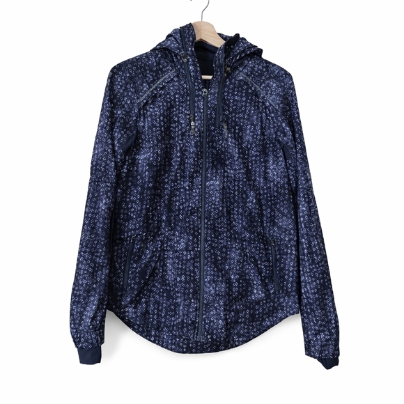 lululemon athletica Jackets & Blazers - Lululemon Spring Forward Jacket Women 8 Kanoko Twist Inkwell Ghost Navy Hooded
